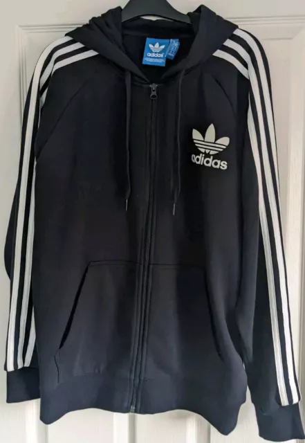 Mens Medium Sized 'Adidas' Indigo Blue Trefoil Fully Zipped Hooded Jacket