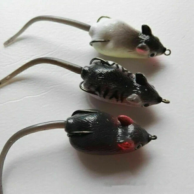 4Pcs Large Soft Rubber Mouse Fishing Lures Baits Top Water Tackle Hooks Bait