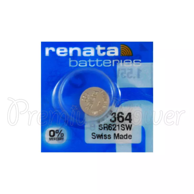 1X Renata 364 Óxido Plata Batería 1.55V SR621W SR60 Reloj SR65 0% Mercury