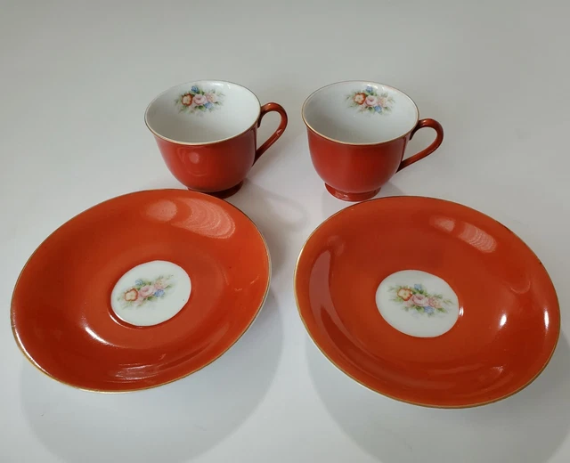 VINTAGE YAMAHA CHINA Occupied Japan Red Teacups & Saucers 20.00 PicClick