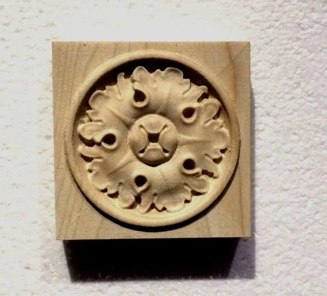 Solid Hardwood carved Rosette / Casing Blocks
