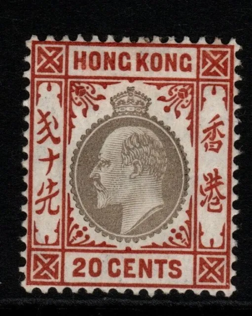 HONG KONG SG83a 1906 20c SLATE & CHESTNUT CHALKY PAPER MTD MINT