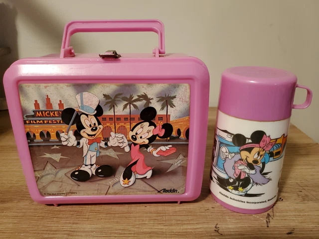 Vintage Aladdin Walt Disney Plastic Lunch Box And Thermos Minnie Mickey NOS