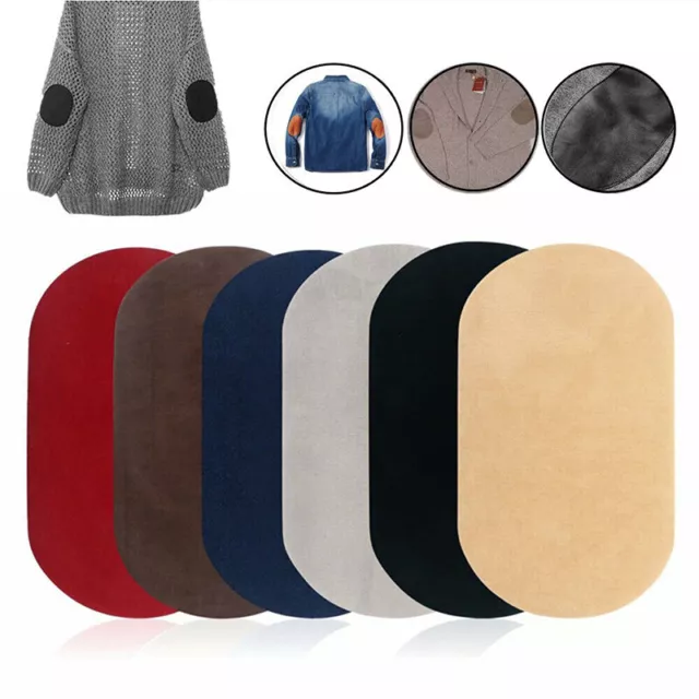 2Pcs Suede Leather Iron-on Oval Elbow Knee Patches DIY Repair Sewing Applique 2