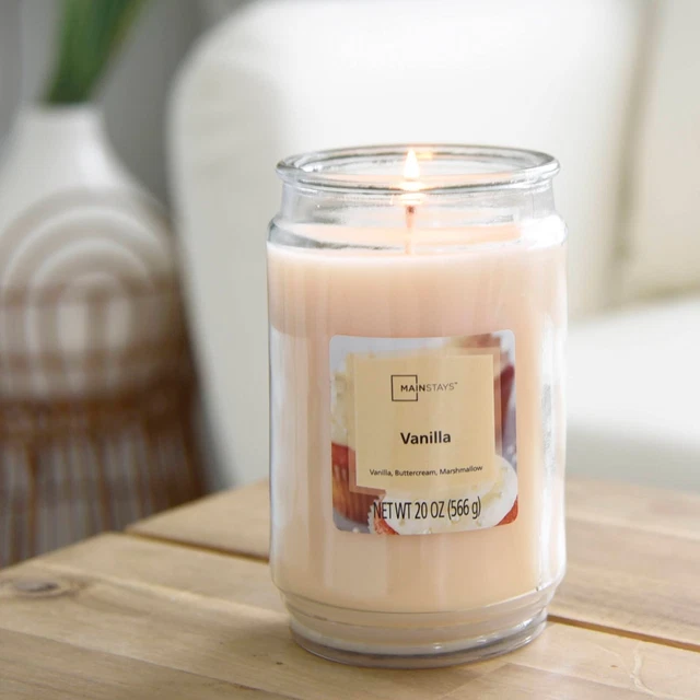Mainstays Vanilla Scented Single-Wick Large Glass Jar Candle, 20 oz. (Free Ship)