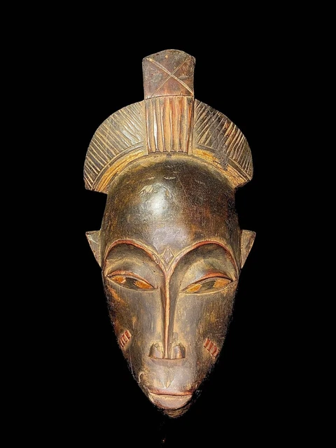 Maschera africana antiquariato tribale Volto vintage Legno intagliato...