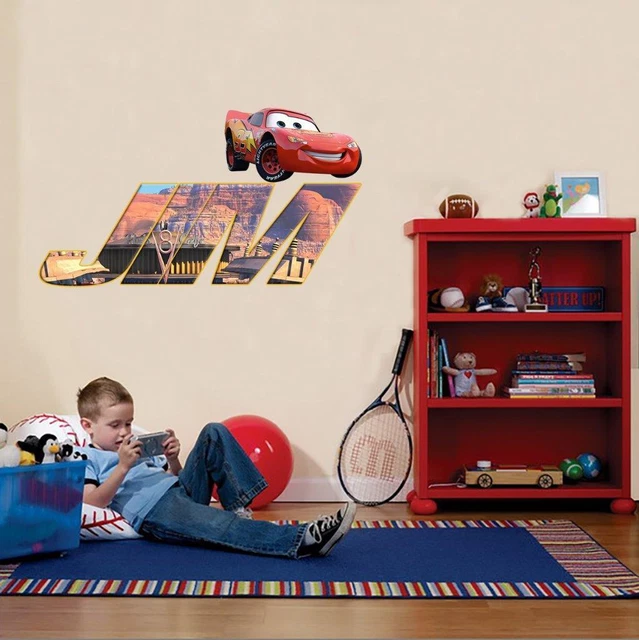 Lightning mcqueen cars personalized name wall sticker decor kids disney