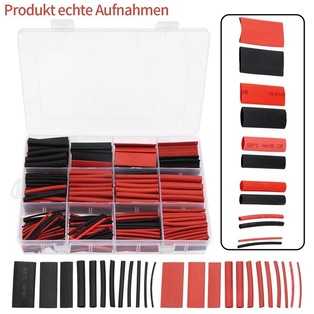 Kit tubi termoretraibili essenziali 560 pz in rosso e nero 2 1 rapporto termoret