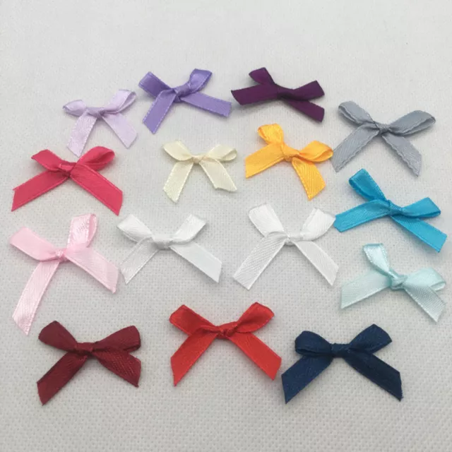 100X Small Satin Ribbon Bows Apliques DIY Christmas Wedding Sewing Clothing Deco