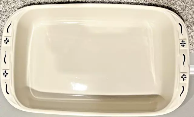 Longaberger Pottery Ivory 3 Qt 9x13x2" Baking Dish WOVEN TRADITIONS w/ Cap
