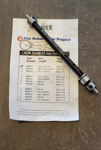 Robert Axle Project 12 mm eje trasero BOB117 longitud 152/167 mm x TP 1,0 mm