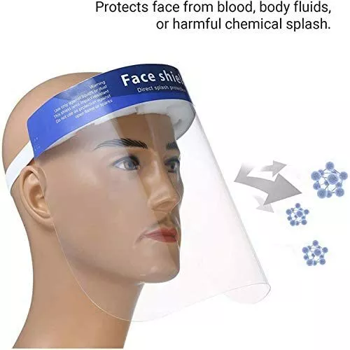 Safety Full Face Shield Clear Guard Protector Mask Anti-Fog + Elastic Head Band 3