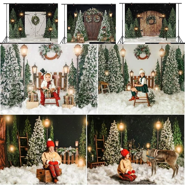 Christmas Backdrop Snow Winter Xmas Party Forest Candle Photo Studio Photography