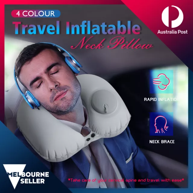 Portable Travel Inflatable Neck Pillow Cushion Head Rest Flight Support U Shaped