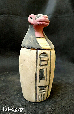 Rare ANTIQUE Ancient ANUBIS ANTIQUES God Canopic Jars Dog STATUE Carved STONE BC