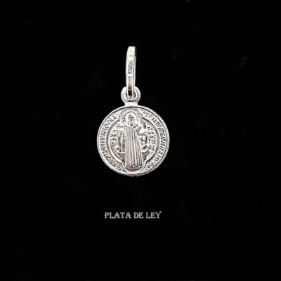 ideal 10mm anilla y Estuche Ideal COLGANTE MEDALLA SAN BENITO PLATA de LEY  pequeña 