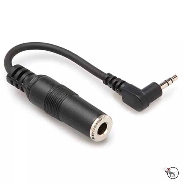Hosa MHE-100.5 Headphone Adaptor 1/4" TRS to Right-angle 3.5mm Aux Extension 6"