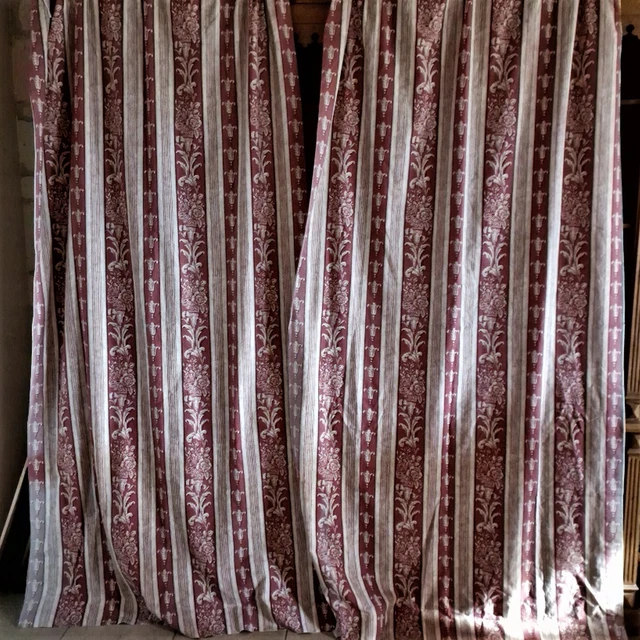 linge-ancien - Paire de rideaux en toile imprimée (prêt à poser)