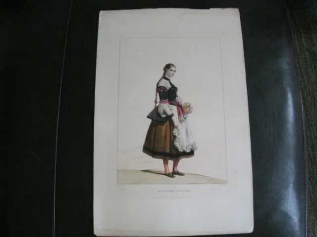 Lithographie Achille Devéria 1840 Costume Suisse 34 x 52 cm
