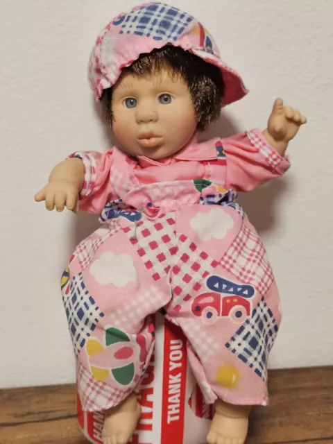 Gi-Go Toys Ltd Palm Pals Expression Pink Plaid Coveralls & Cap Bean Bag Doll Euc