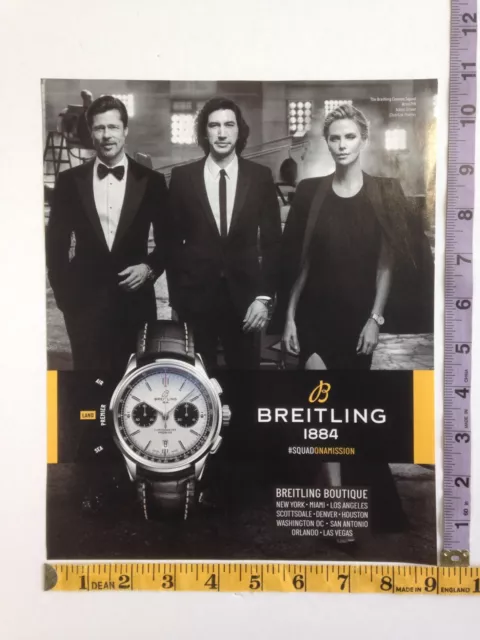 PRINT AD Brad Pitt Adam Driver Charlize Theron photo Breitling watch ad 6.30 PicClick