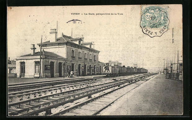CPA Vitry, La Gare, Perspective of the Way 1904