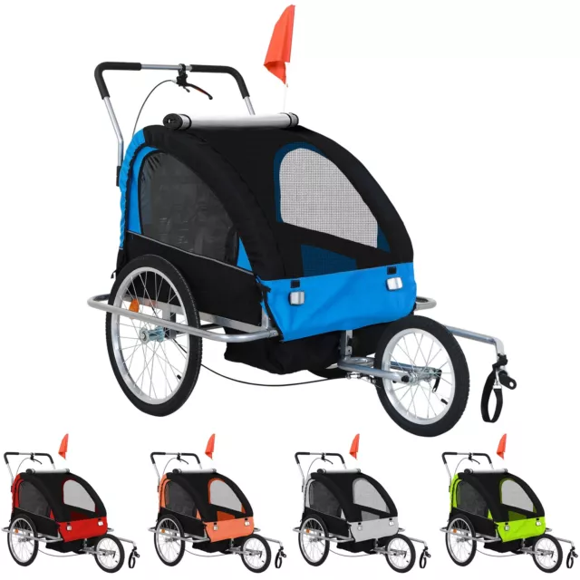 Jago® Kinderanhänger für 2 Kinder Fahrradanhänger Jogger mit Kupplung Bremse