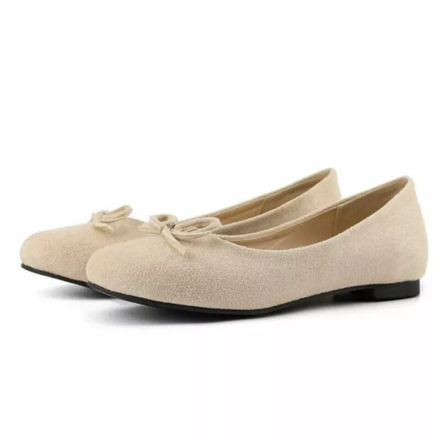 Womens Mary Jane Slip On Pumps Loafers Bows Ballet Flats Shoes Plus Size 2