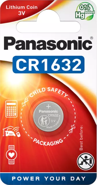 12x pile bouton Panasonic Lithium 3V 1 blister CR1632 pile bouton