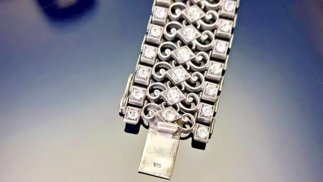 Art Déco Armband 835 Silber Antik mit weißen Steinchen