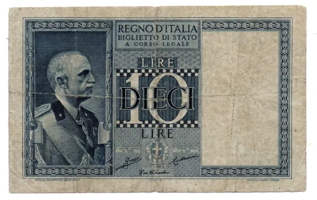 Italia Regno Vittorio Emanuele - Banconota Da 10 Lire Del 1935