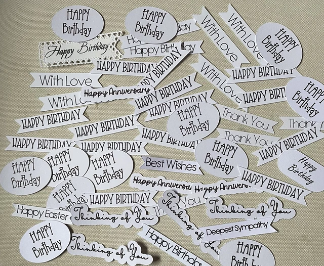 50 Mixed Sentiment Banners. Card Making Toppers Paper Craft Embellishments