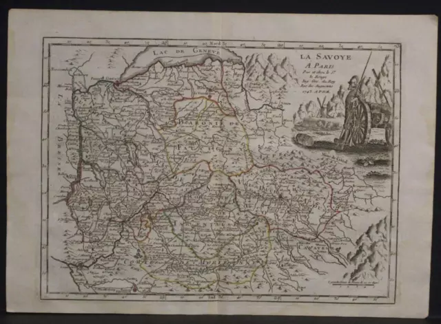 Savoy Savoie France Aosta Valley Italy 1743 Le Rouge Unusual Antique Map