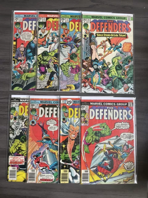 The Defenders # 25- #42 Lot Of 8 Bronze Age Comics Marvel