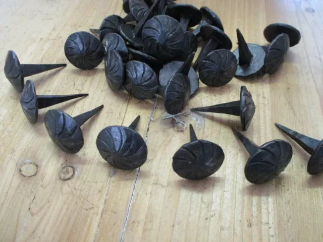 50 Nails Round Door Nails Hand Forged 1" Swirl 1.5" Long Tack Craft Spiral Hook