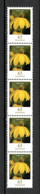 Bund Freimarke Mi. Nr. 2524 Blumen 65 Cent Sonnenhut 5er Rollenmarken Postfrisch