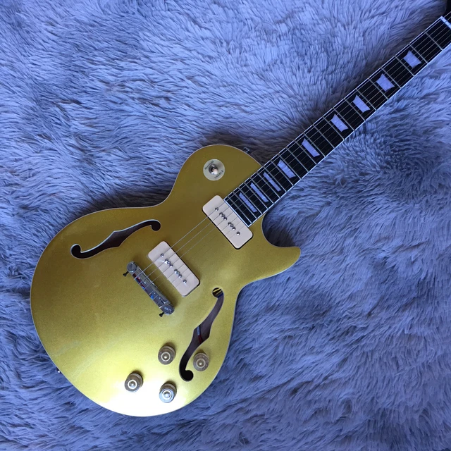 METALLIC GOLD SEMI Hollow Electric Guitar P90 Pickup Mahogany Neck Fast