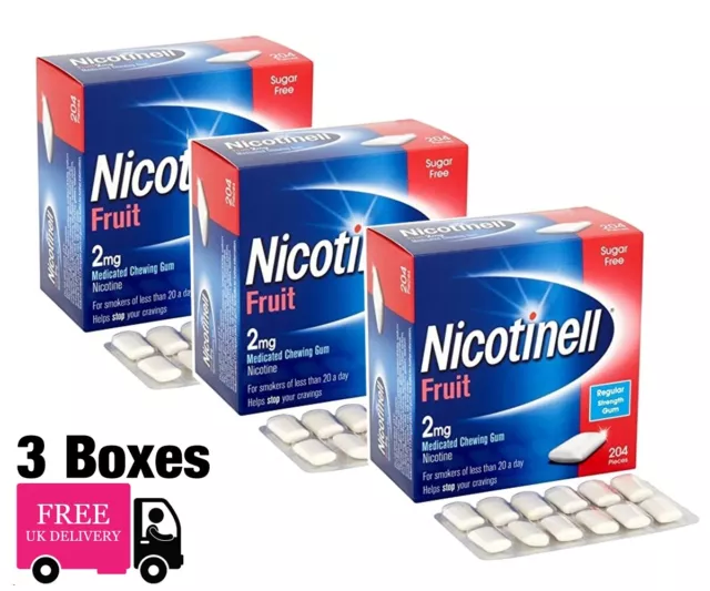 Nicotinell Gum Fruit 2mg De 204 Pièces Expire - 02/2026 ((Paquet 3)) 2