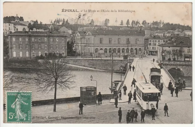 EPINAL - Vosges - CPA 88 - Carte postale ancienne - Beau Tramway vers le Musée