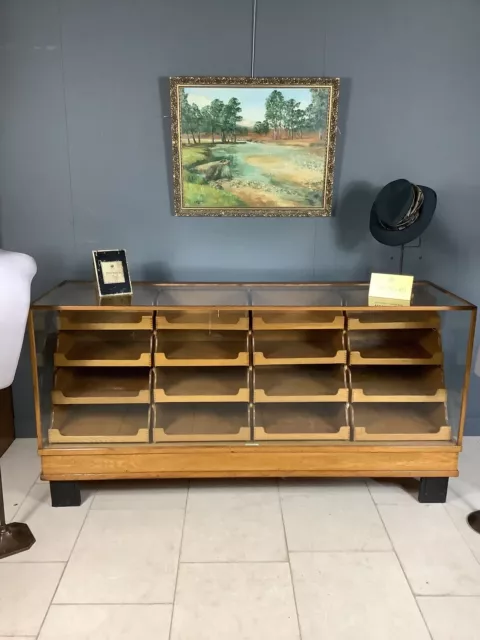 Oak 16 Drawer Shop Haberdashery Shop Display Counter Cabinet