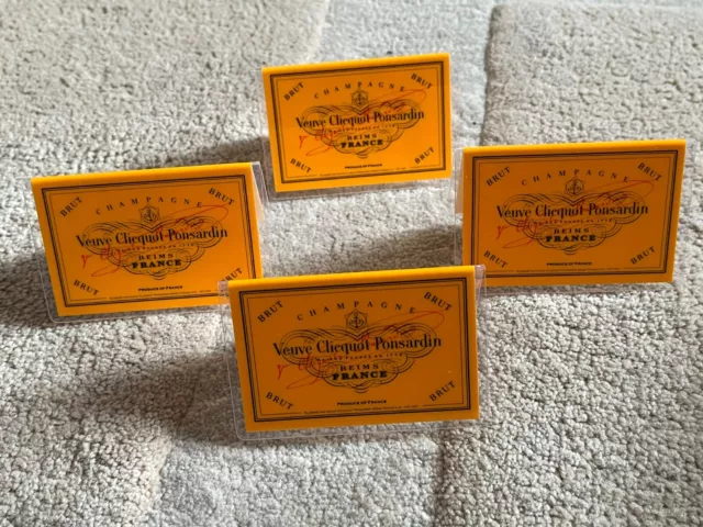 4 x Veuve Clicquot Champagner Plastikschild Platzkarte Namensschild Sitzordnung