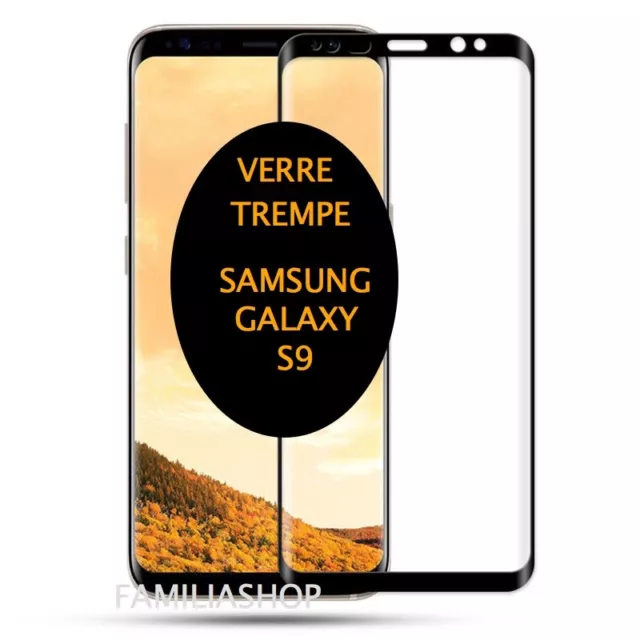 Film verre trempé NOIR intégral total incurvé samsung galaxy S9