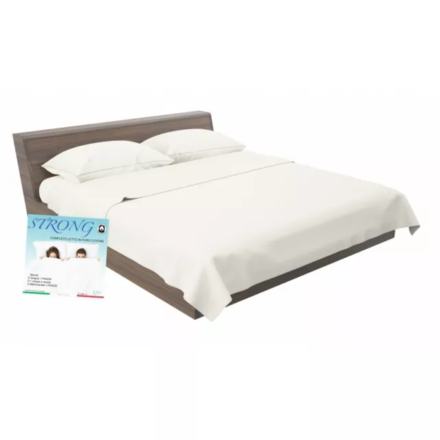 Set de Draps de Lit en Coton en couleur unie crème STRONG fabriqué en Italie