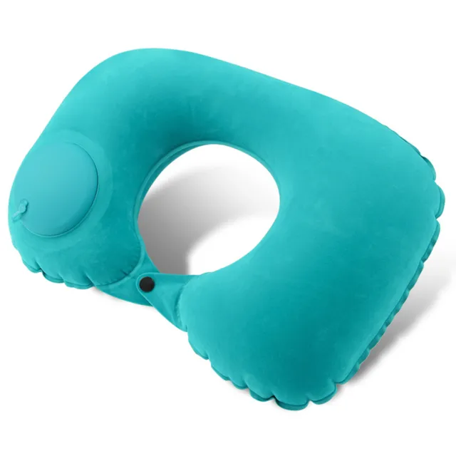 Inflatable Travel Neck Pillow Comfortable with Pocket for Airplanes, Train, Car