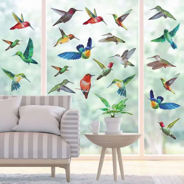 Hummingbird Window Clings Non Adhesive Vinyl Stickers Beautiful Glass Decals