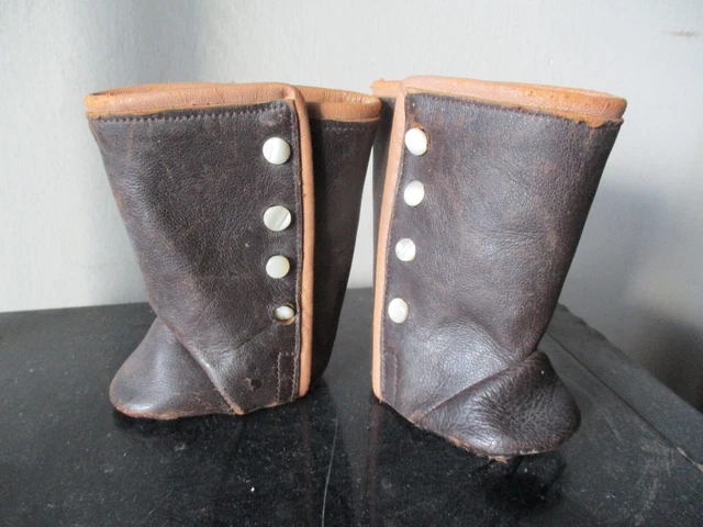 Paire De Chaussures Cuir Pour Poupée JUMEAU - Taille 5 - France - Occasion