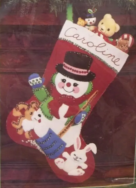 Sealed Bucilla Holiday Pals Felt Applique CHRISTMAS STOCKING KIT Snowman #33050