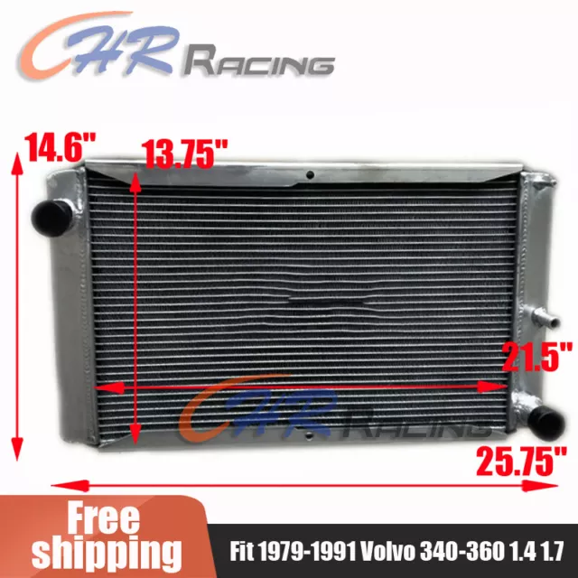 3 row Aluminum Radiator for 1979-1991 Volvo 340-360 343 344 345 1.4 1.7 MT 90 89