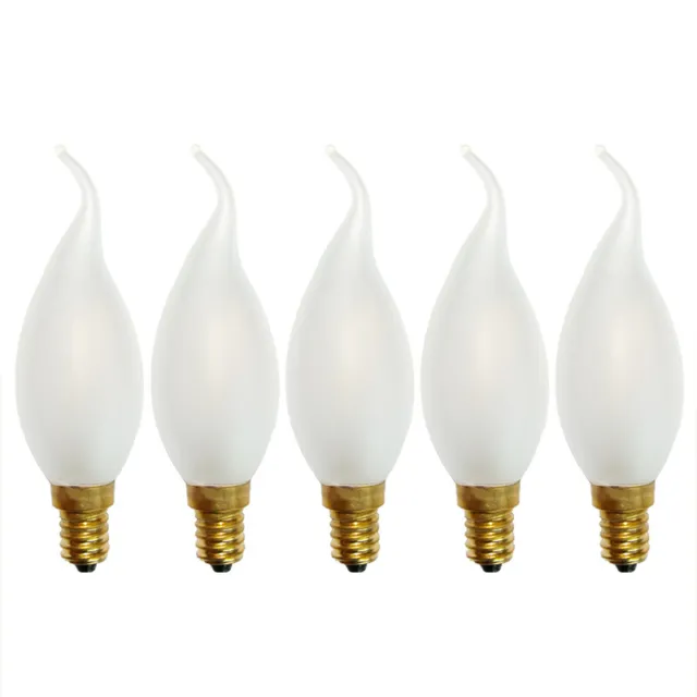 5 x LED Filament Windstoß Kerze 2W = 25W E14 MATT 180lm Glühlampe Glühbirne warm