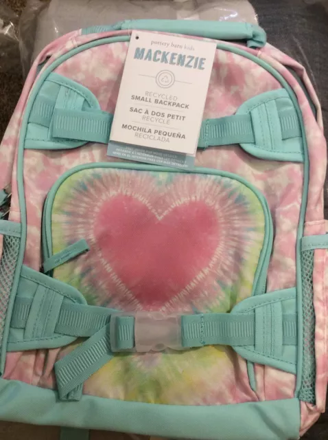 Pottery Barn Kids Small Mackenzie Backpack Tie Dye Heart Aqua Pink NWT!